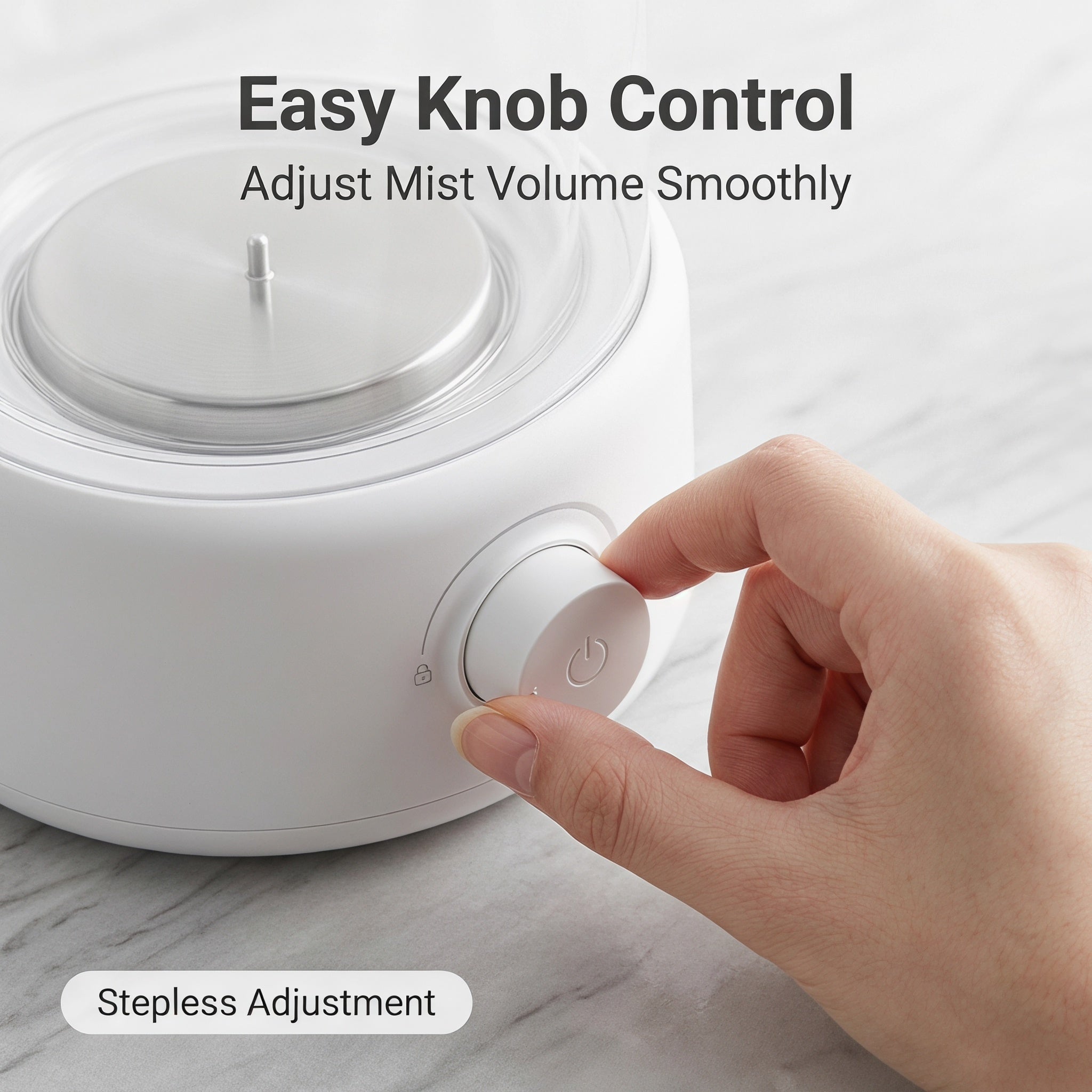 Large Capacity Transparent Cylinder Humidifier, Visible Water Tank Knob Control Cool Mist Humidifier, Adjustable Mist Output for Bedroom Office Living Room, Matte Light Grayish White