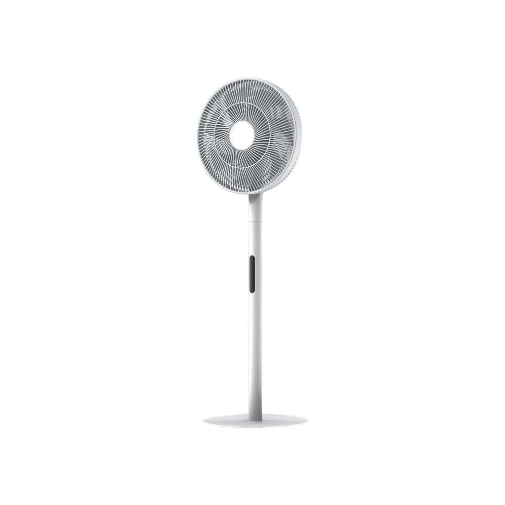 White Ultra Quiet Standing Circulation Fan, Wide Coverage Large Mesh Pedestal Fan with Hidden Control, Space-Saving Extended Upright Floor Fan for Home Office Bedroom
